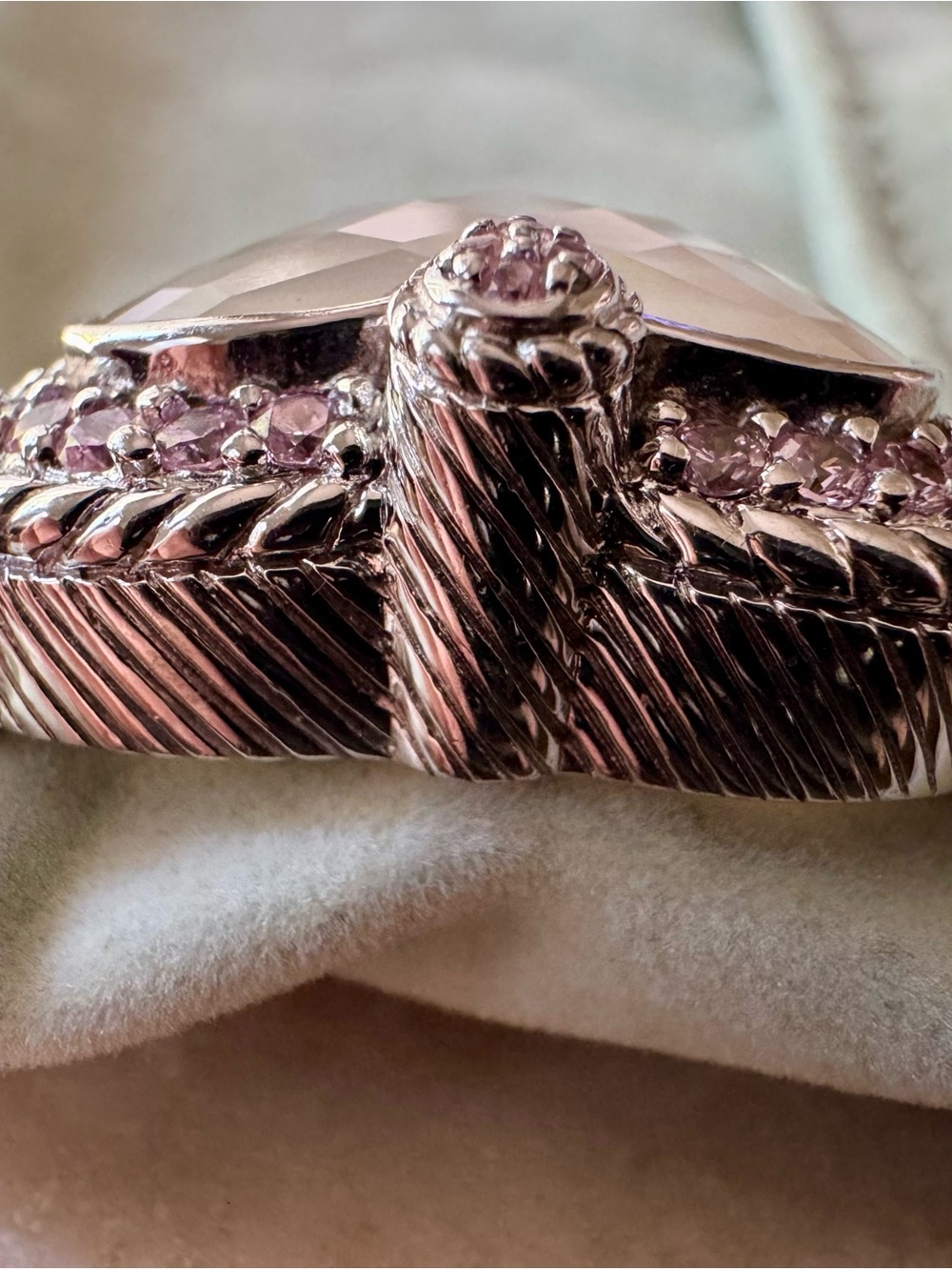 Judith Ripka Silver Heart Brooch with Pink Stones and Mother-of-Pearl - Picture 6 of 6